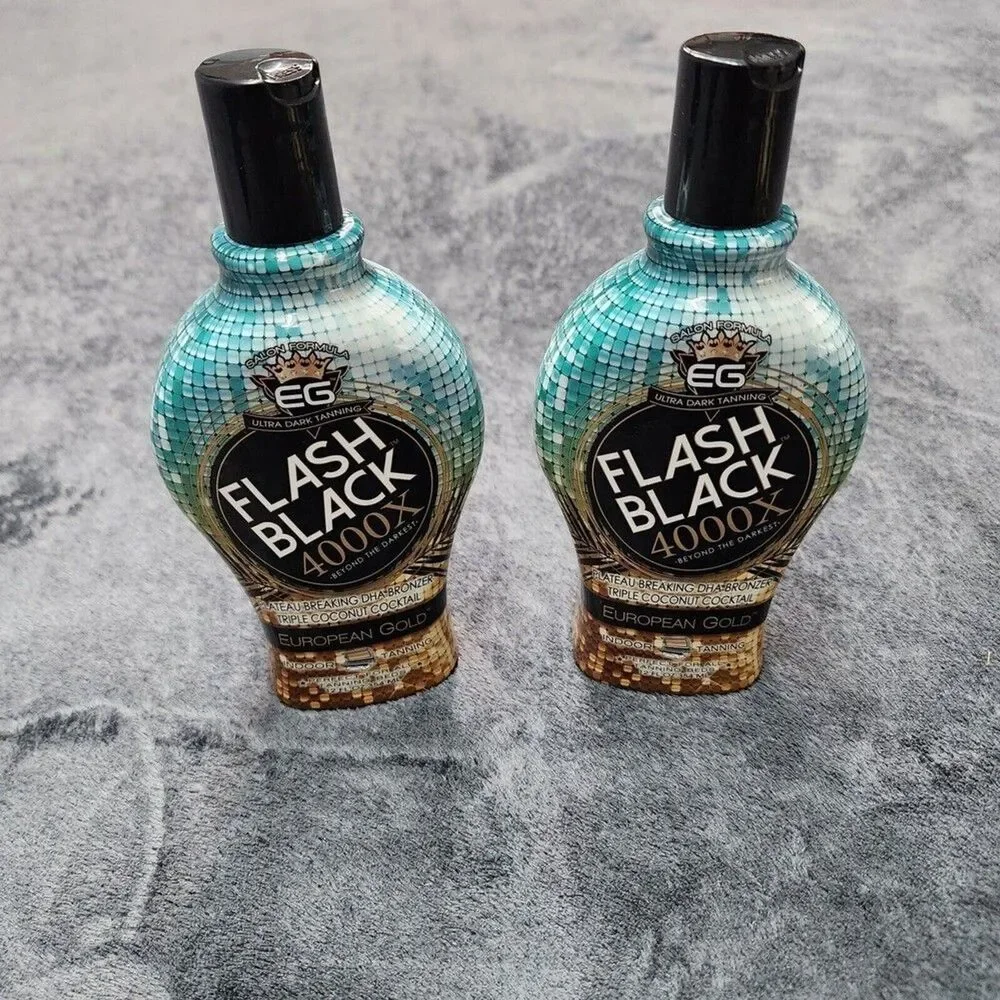 Two-Flash Black Ultra Dark Tanning Lotion(4000X 12 oz.)European Gold Tanning Bed